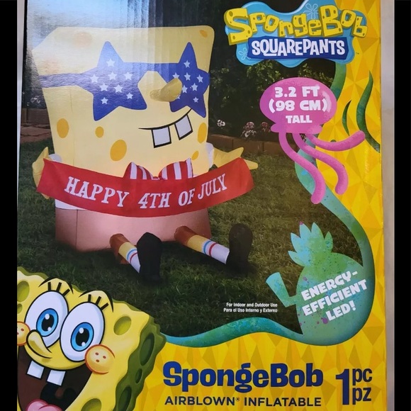 2021 Gemmy SpongeBob July 4th Patriotic Airblown Inflatable Independence Day 3.2 - Picture 1 of 6